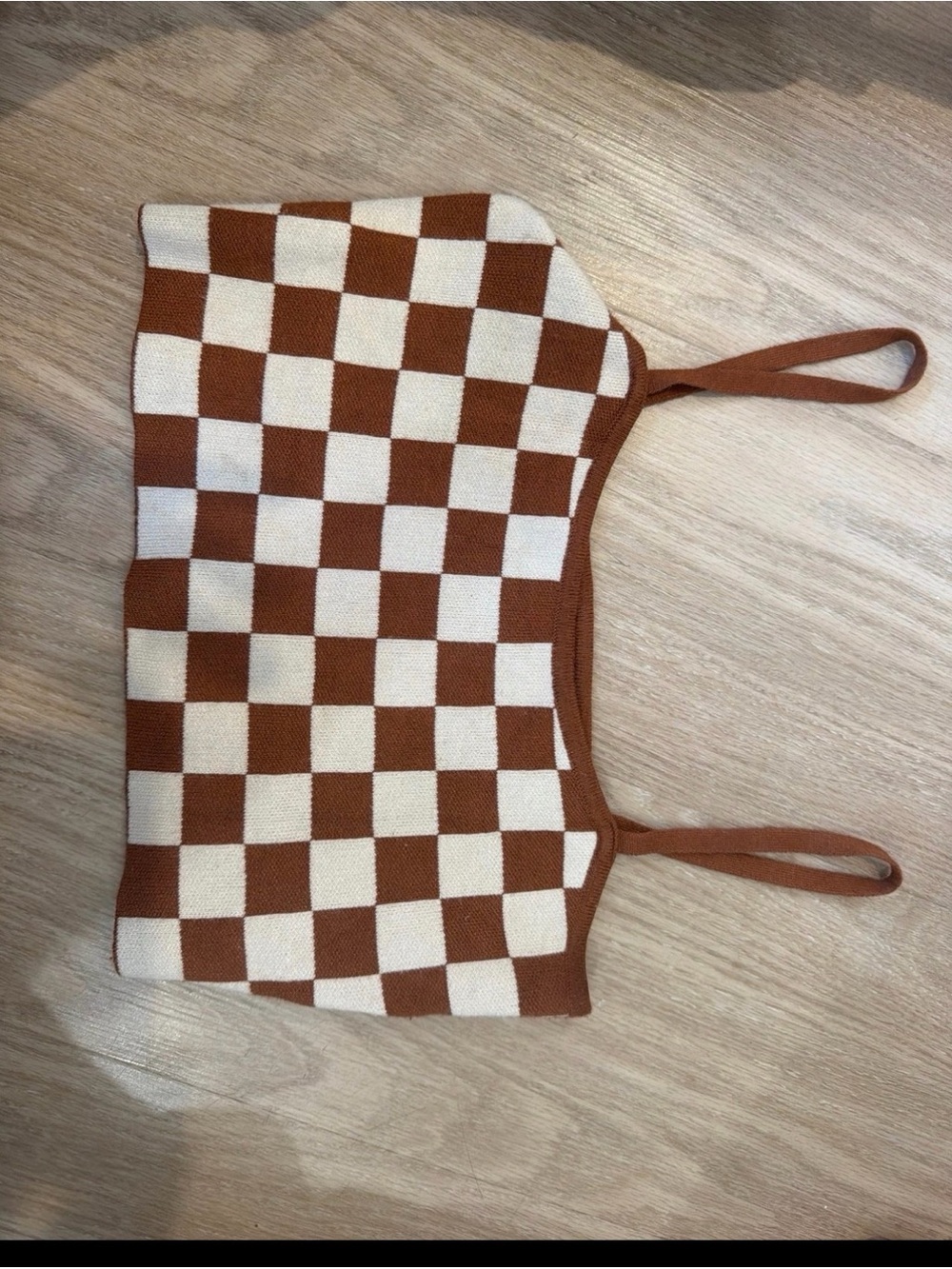 Cotton On Brown and Cream Checkerboard Knit Tank